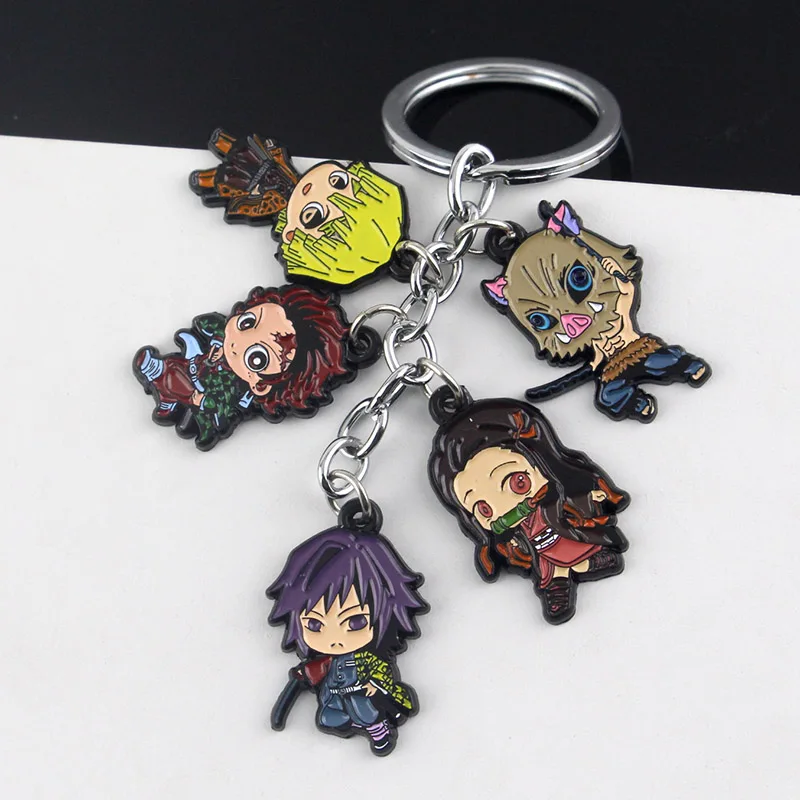 أنيمي شيطان القاتل المفاتيح كامادو تانجيرو الاكريليك موضة الاتجاه حلقة رئيسية للقرط للنساء الرجال هدية الديكور سيارة مجوهرات