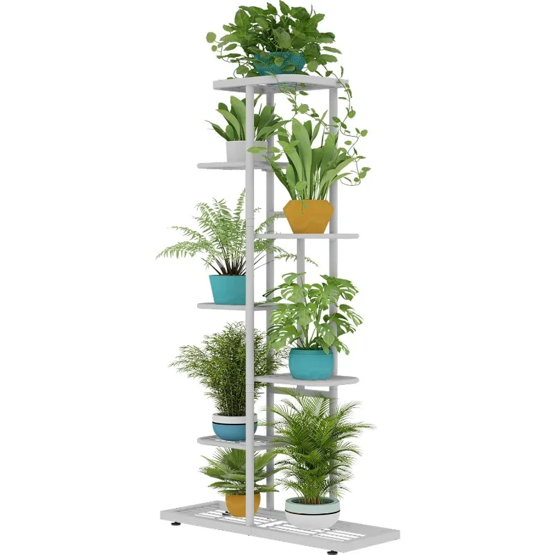 

7 Tier Metal Plant Stand - 8 Potted Flower Pot Holder Shelf, Indoor Outdoor Planter Display for Patio Garden Balcony Living Room