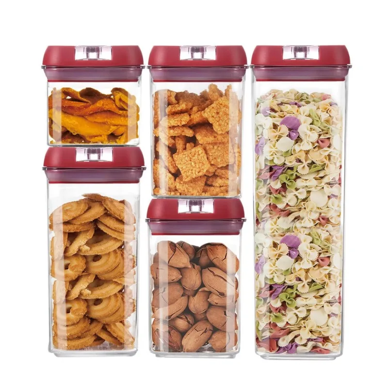 Five-piece portable plastic storage box coarse grain snack storage function home school kitchen sealed kitchen storage