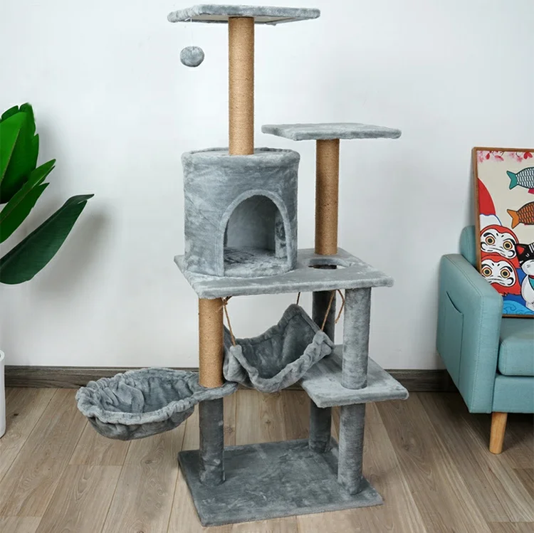 Rascador de madera de varios niveles para gatos, torre de actividades para gatitos, casa de árbol, muebles, gran oferta, 2022