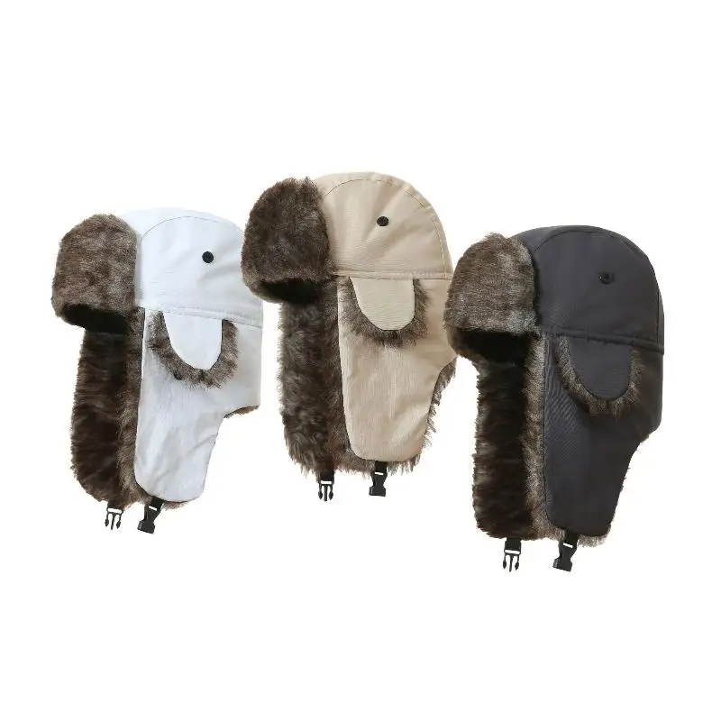 Men's Warm Soldier Hat Winter Patrolman Earmuffs Polyester Fiber Warm Russian Ski Hat Windproof Cold Hats-New