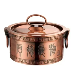 Embossed Copper Soup Pot with 304 Stainless Steel Bright Finish Heat Resistant Scald Protection Stylish Design for Kitchen