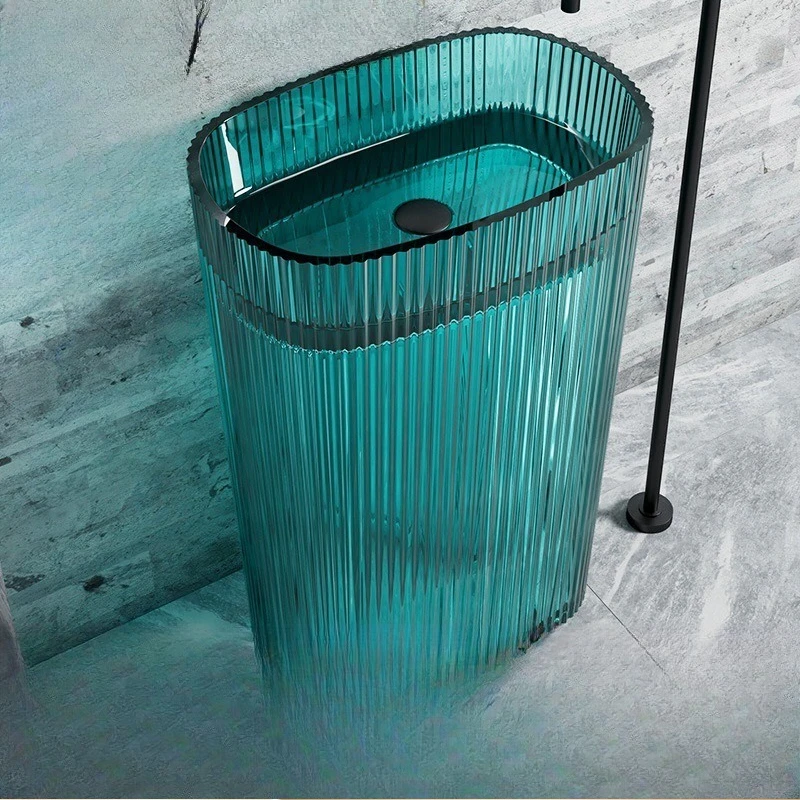 Transparent resin column basin floor-to-ceiling color household vertical stripes B & B