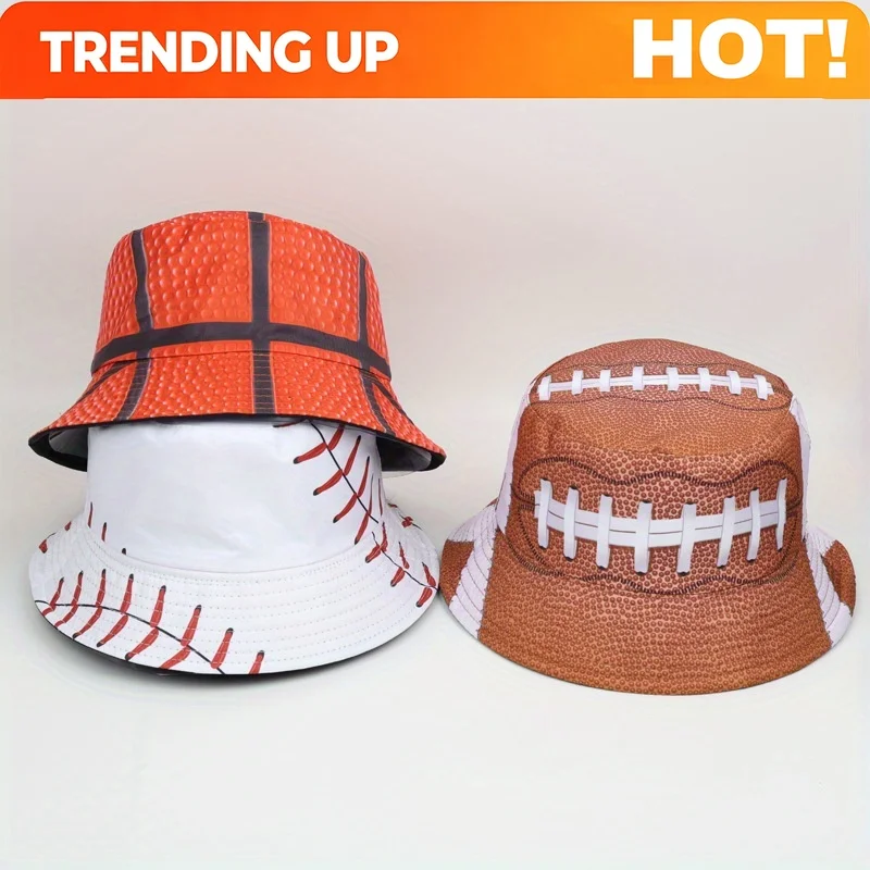 Customization Cross-border Style Soccer/basketball Themed Bucket Hat, European/American Vintage Versatile -style Bucket Hat, Eur