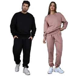 Mens Cotton Training Sets Thick Winter Fleece Style Loose Two-piece Kits Oversize Pullover Hooded Jogging Suits Tracksuits