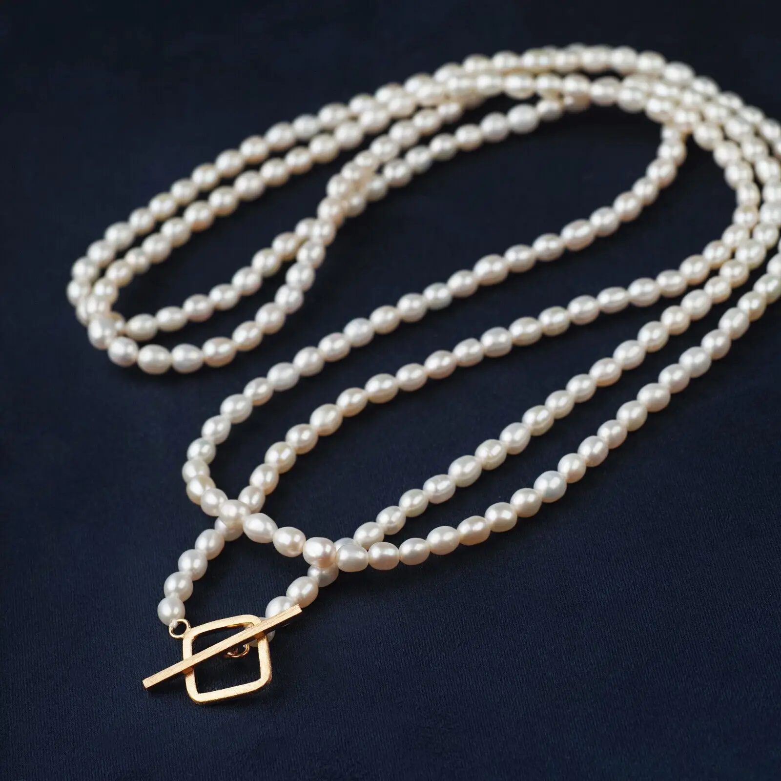 

Handmade~High Luster~Long Strand~5MM White Pearl Necklace Sterling Silver,48" jewelry clover necklace chain