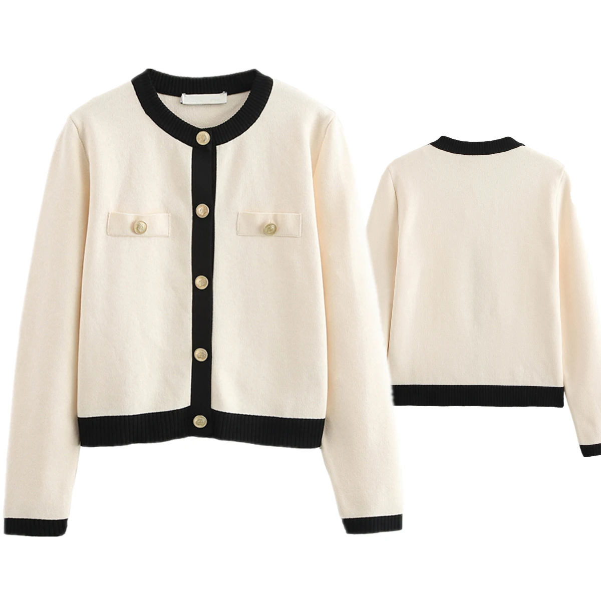 

Jenny&Dave Minimalist Color Blocked Elegant Knitted Sweater Women's Basic Long Sleeved Cardigan Jacket Coat Women