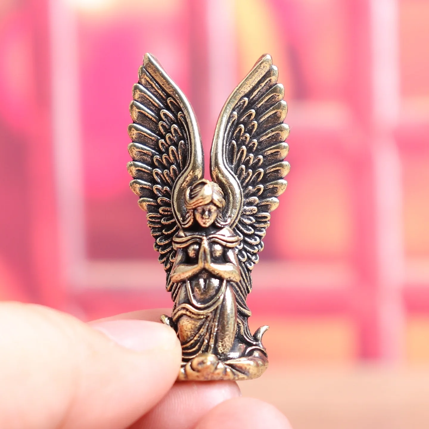 Goddess Angel Figure Home Decor Guardian Angel Statue Decoration Retro Home Decor Desktop Tea Pet Craftwork Bronze Ornament
