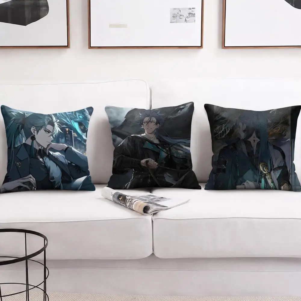 Jiyan Wuthering Waves Cushion Cover Soft Short Plush Pillow Cover Smooth Cozy Texture Aesthetic Cushion Case Home Decor