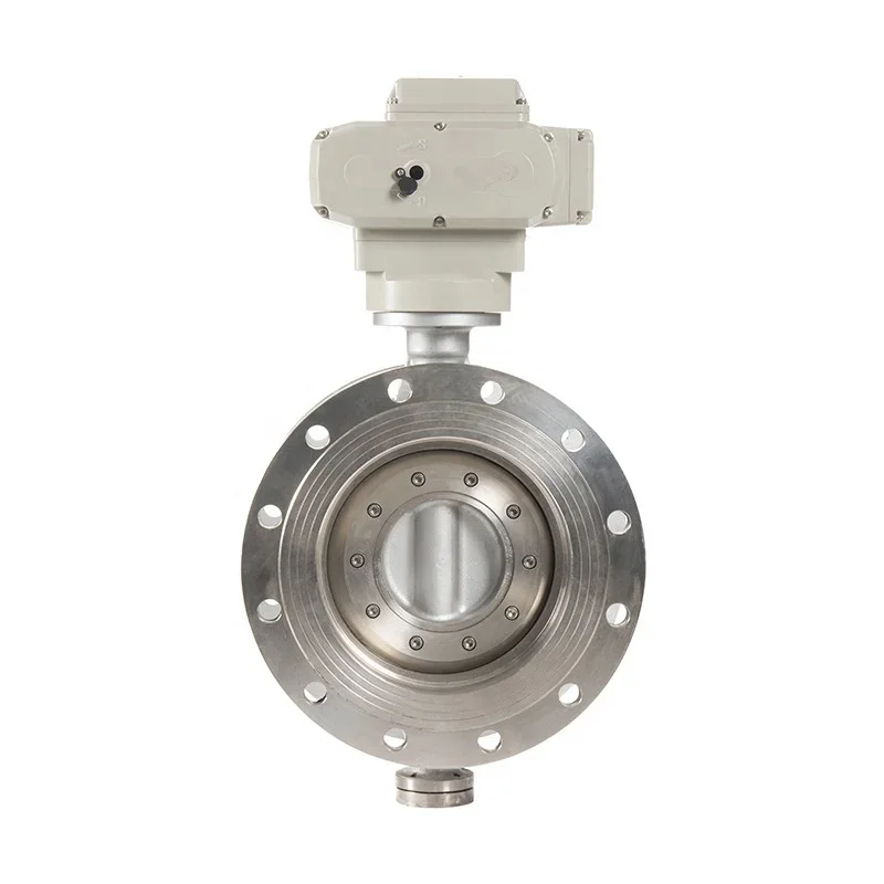 12V 24V Double Flange Metal Hard Seal Electric Actuated Butterfly Valve