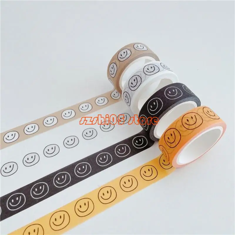781E Aesthetic Masking Tape Smiling Face Themed Tape Scrapbooking Decorative Tape