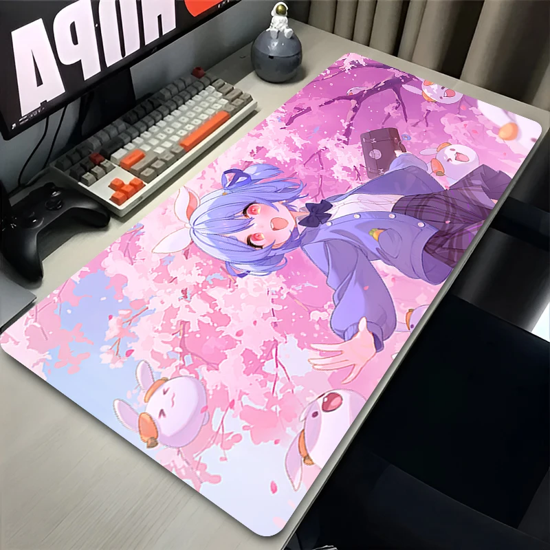 Anime Mädchen Mousepad Hololive Usada Pekora HD Druck Computer Gamer Locking Edge Rutschfeste Mauspad XXL Tastatur PC Schreibtischunterlage