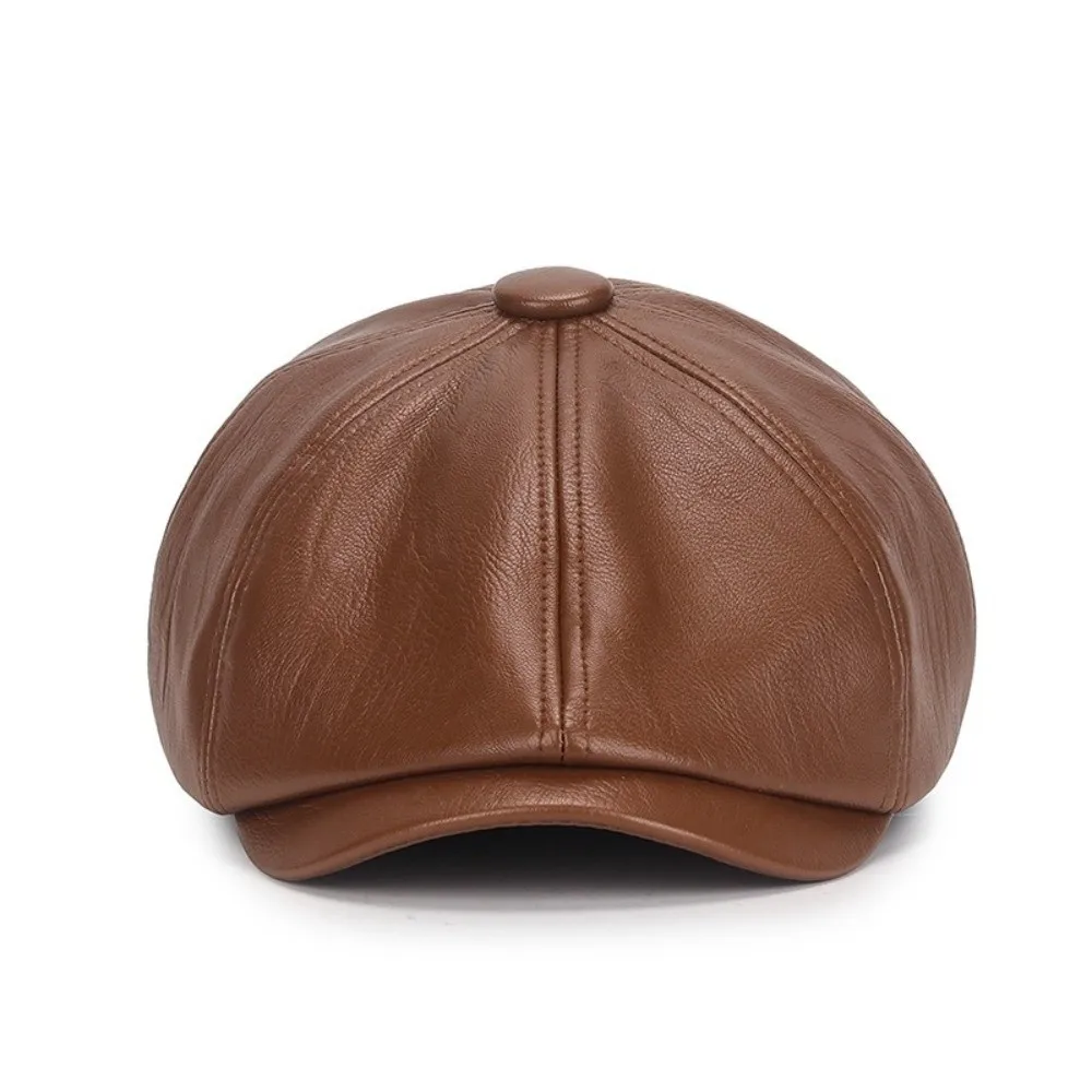 Cappellini da strillone classici in pelle retrò Tinta unita Regolazione della fascia elastica Berretto con visiera Elegante pittore Cappelli da berretto Abbigliamento unisex