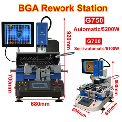 LY G750 5200W Automatic BGA Rework Station G720 Soldering Machine 5100W for Laptops Game Consoles with Reball Kit 220V 110V