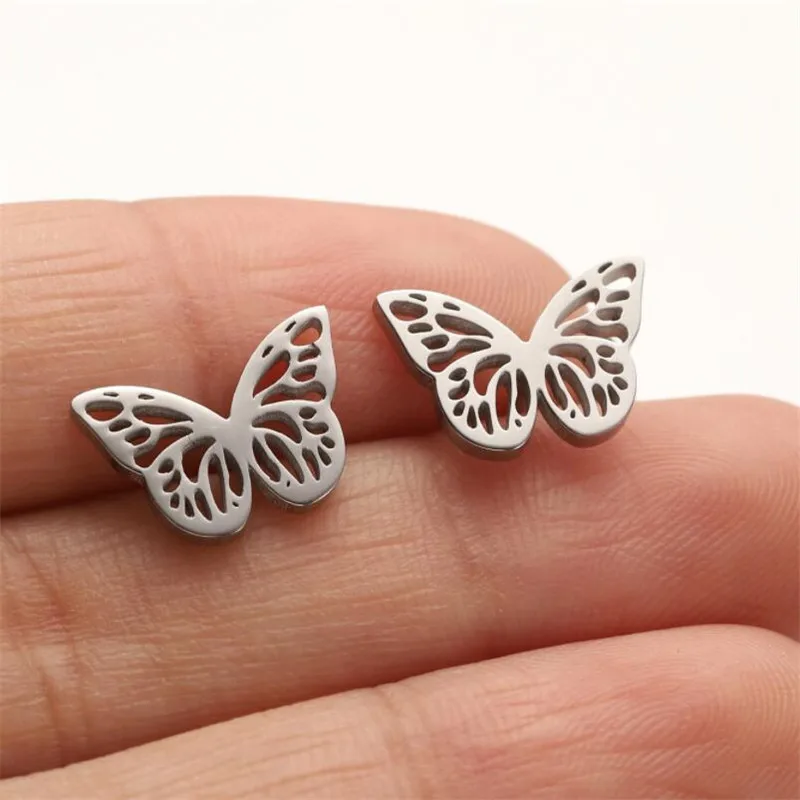 4Pairs/Lot Korean Fashion Hollow out Butterfly Earrings Sets for Women Engagement Jewelry Animal Studs Piercing Gift Friends