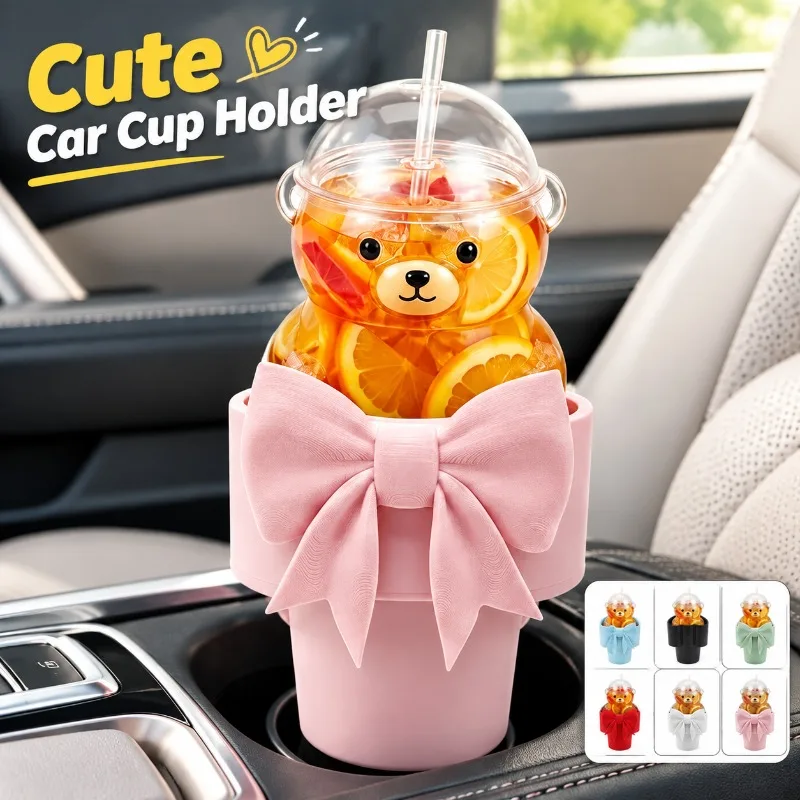 Heart‑Shaped Car Cup Holder Cute Vehicle Drink Rack Creative Automobile Interior Decoration Stylish Bottle Storage Bracket