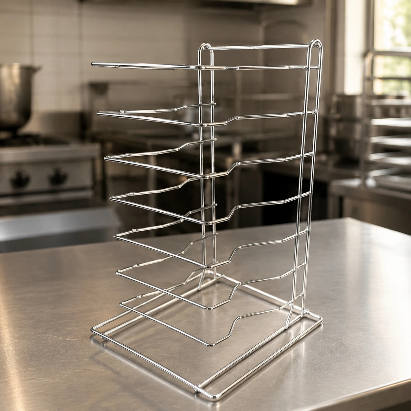 Baking Tray Rack No Installation Required Chrome-Plated Pizza Rack with Rectangular Base for Home Cooks, Bakery
