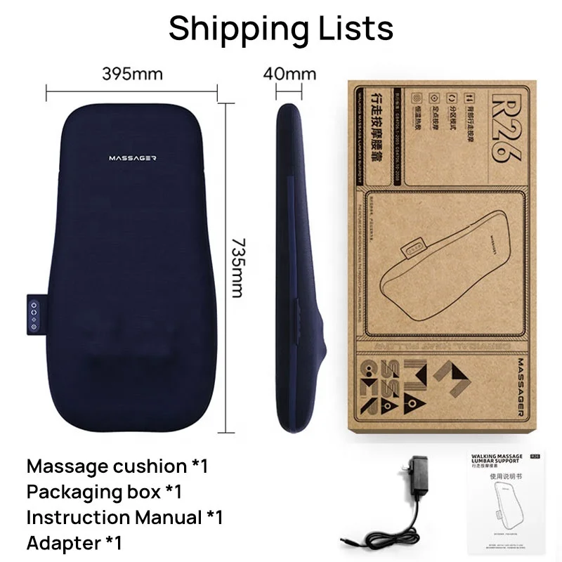 Smart Library 3 Modes Back Relax Shiatsu Massage Cushion Heating And Vibration Features For Car Home Seat Body Application