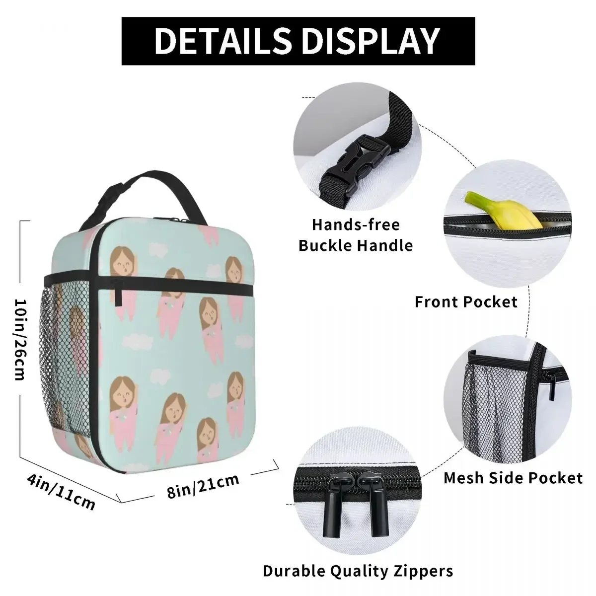 Cartoon Ladies Nurse Insulated Lunch Bag For Travel Enfermera En Apuros Storage Food Boxes Portable Thermal Cooler Lunch Boxes