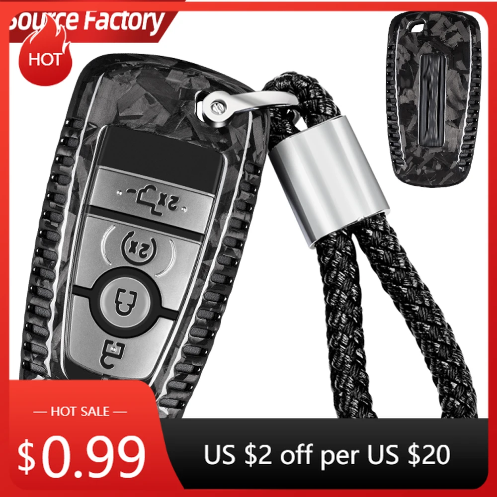 

Автомобильные наклейки на брелок для Lincoln Navigator, чехол для ключей из настоящего углеродного волокна для Ford F150 и Raptor Bronco с ключом