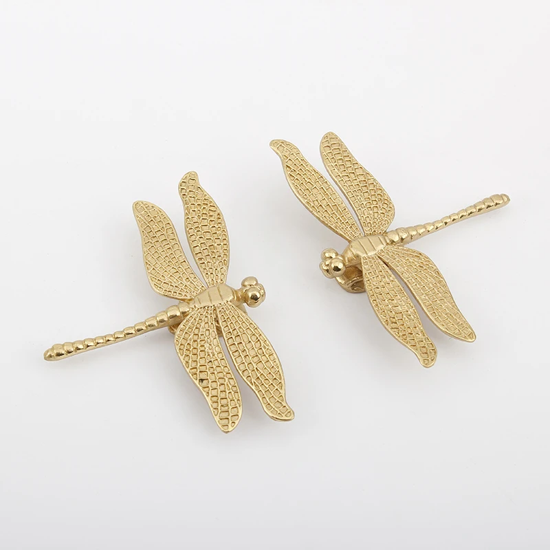 Exquisite 8PCS Solid Brass French Dragonfly Furniture Pulls Handles Drawer Knobs Cupboard Wardrobe Closet Dresser Cabinet Pulls