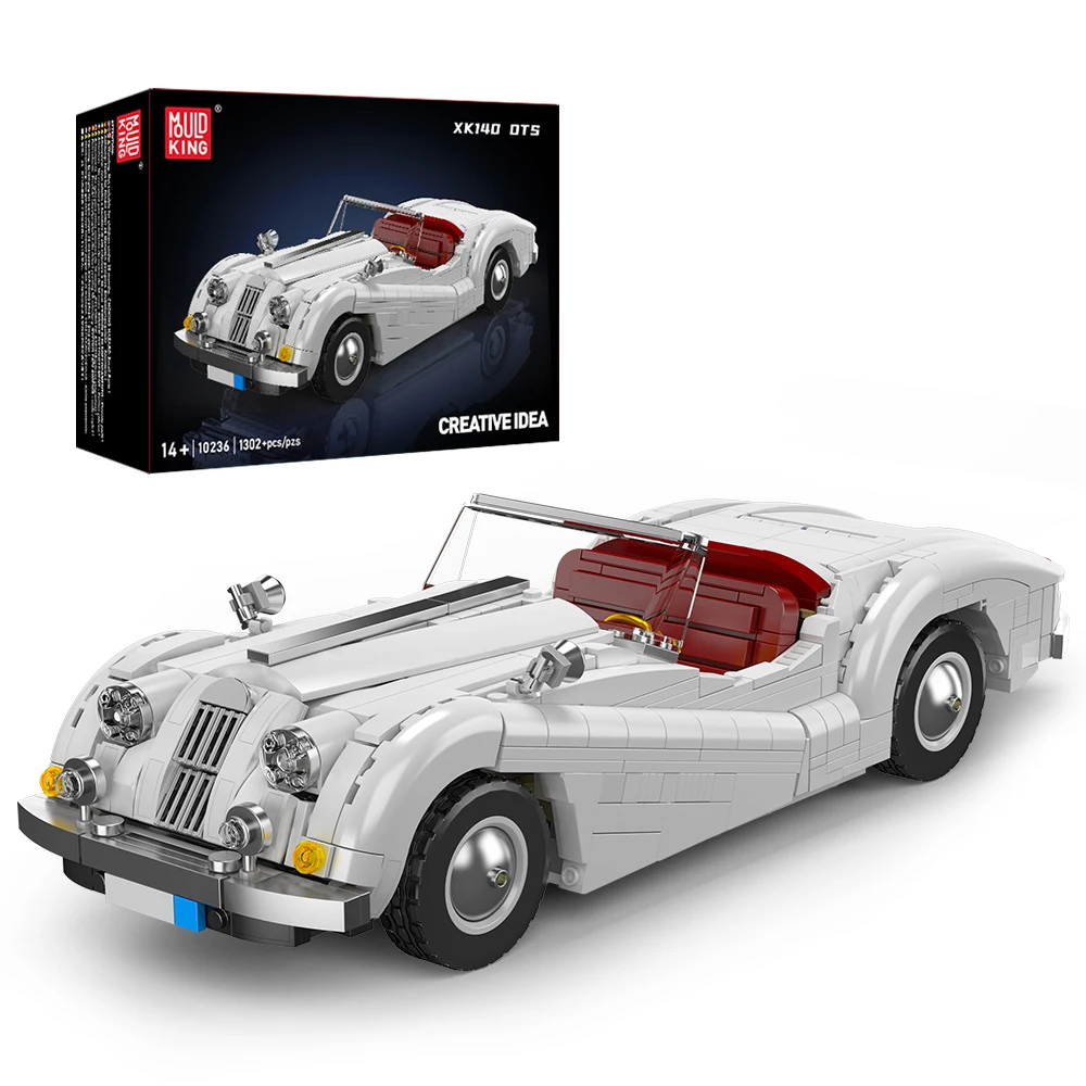 Mould King 10236 Technisches Auto-Spielzeug Das XK140 Oldtimer-Bausatz-Modell Klassisches Automodell-Bausteine Weihnachtsgeschenk für Kinder