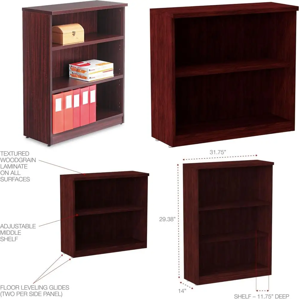 Three-Tier Mahogany Bookshelf from Alera Valencia Collection
