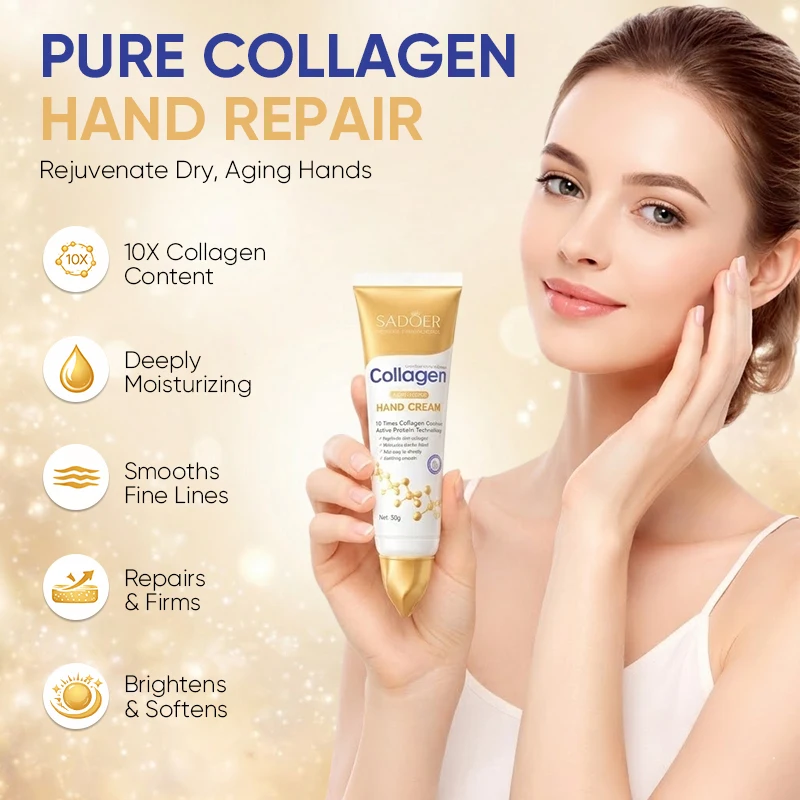 SADOER Collagen Hand Cream Hands Skin Friming Skincare Moisturizing Brightening Hydrating Hands Creams Hand Skin Care Products