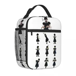 Wednesday Addams Dancing Dance borsa termica per il pranzo borsa per il pranzo portatile Bento Box Thermal Cooler Lunch Box