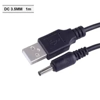 USB DC 3.5mm Power Plug USB charger Convert To DC 3.5 *1.35 White Black L Shape Right Angle Jack With Cord Connector Cable 1M
