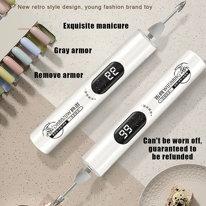 【Nice】Electric Nail Drill Machine With UV Lamp Drill Off Gel Manicure Nail Polisher Set With Drill Bits Sanding Bands Nail