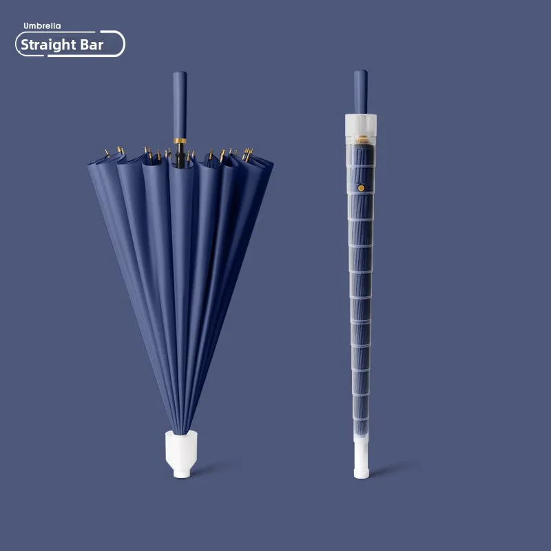 Thickened Long Handle Umbrella Unisex Waterproof Rain Umbrella Double Layered Reinforced Stick Pole Large Size for Heavy Rain
