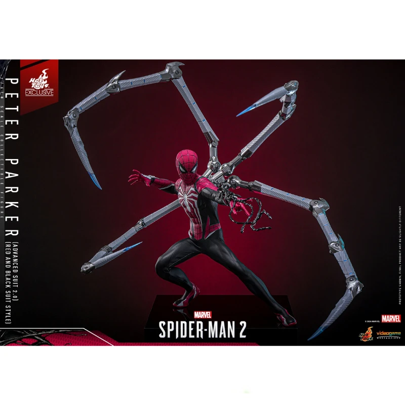 متوفر في المخزون HotToys VGM66 الرجل العنكبوت بيتر باركر بدلة متقدمة 2.0 بدلة حمراء وسوداء نمط 1/6 أنيمي عمل نموذج لجسم جمع