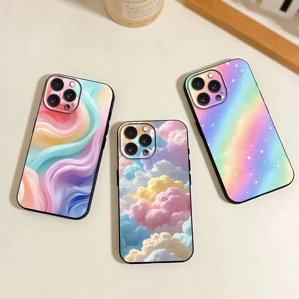 

C-Colorful C-Candy Color Phone Case For iPhone 17,16,15,14,13,12,11 Plus,Pro Max,XS,Soft Silicone Black Cover