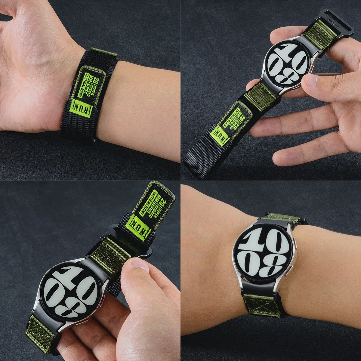 Pulseira de nylon de ajuste rápido para samsung galaxy 7/6/5/4 40mm 44mm sem lacunas pulseira para relógio 6 4 clássico 43 47mm 42 46mm 5 pro 45mm banda