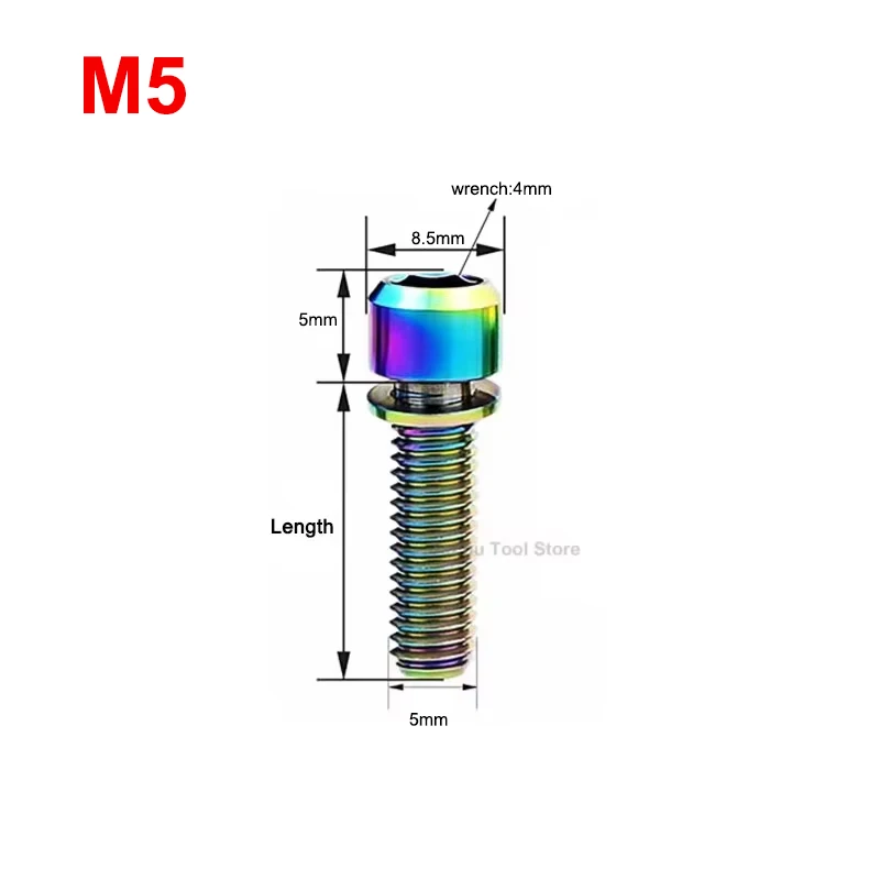 1Pcs Titanium Alloy Bolt M5 M6 M7 x16 18 20mm Mountain Bike Road Bike Fixed Handlebar Stem Screws XT XTR Crank Screw