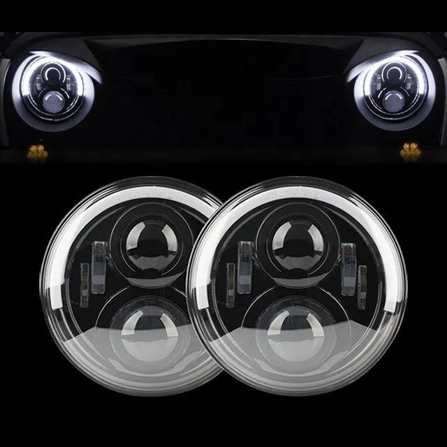 7 Inch Half Halo Led Headlights For 97-18 Jeep Wrangler TJ/JK