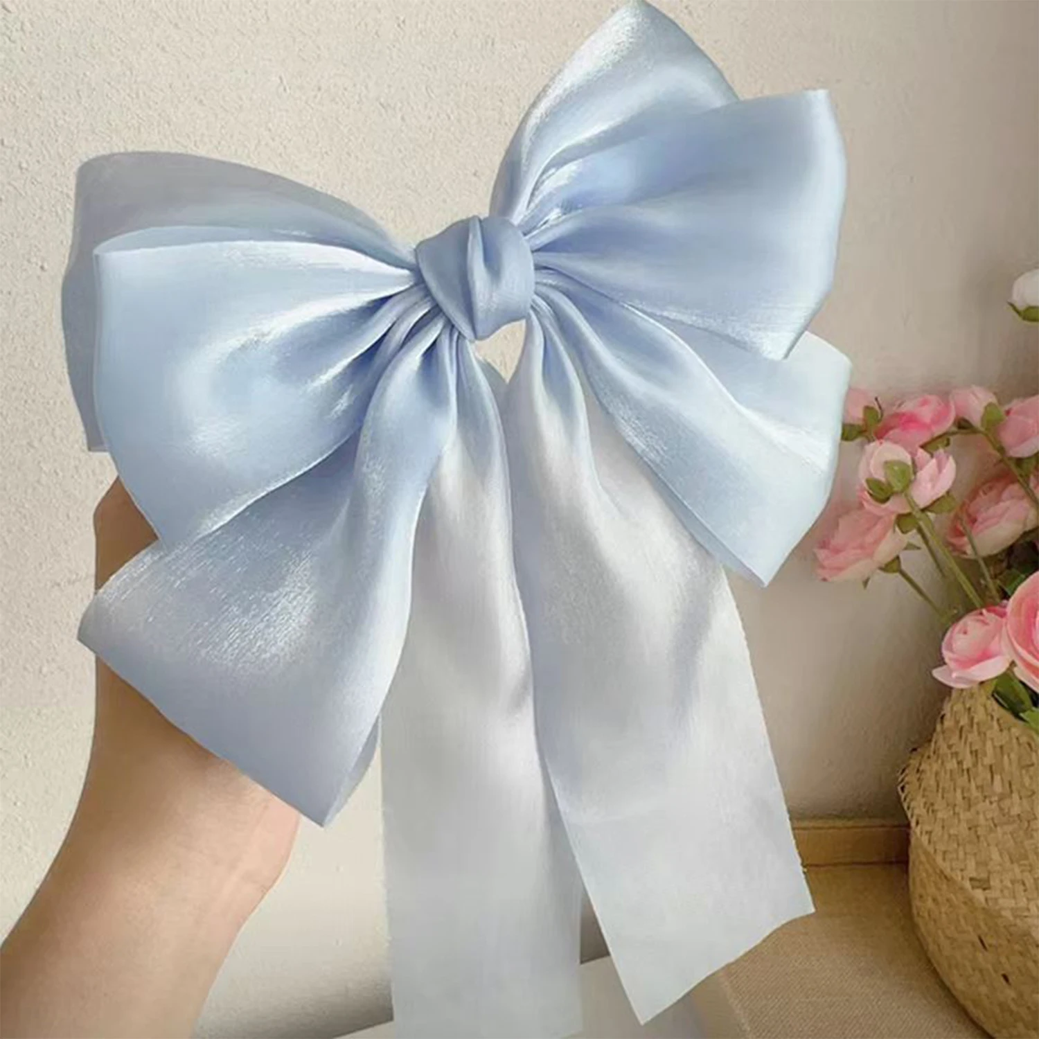 Large Ribbon Hair Bow Hairpin For Women Girls Hair Clips Sweet Purple Bow Top Clip Fashion Spring Clip Female Hair Accessories