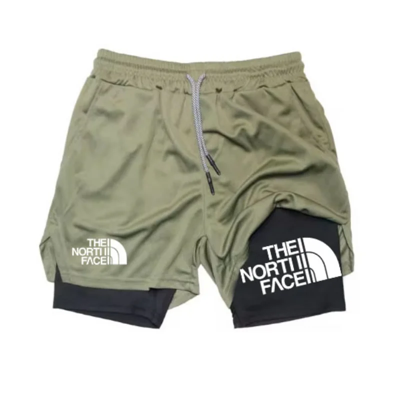 Pantaloncini da corsa mimetici 2024 Pantaloncini da palestra da uomo 2 in 1 a doppio strato ad asciugatura rapida Pantaloncini da jogging fitness da uomo