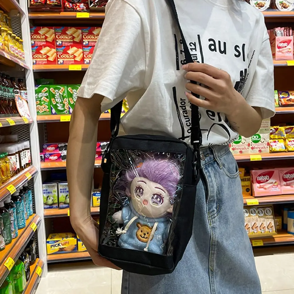 Multicolor Doll Display Bag Gift Solid Color Transparent Window Shoulder Bag Bilayer Outdoor Bag Crossbody Bag