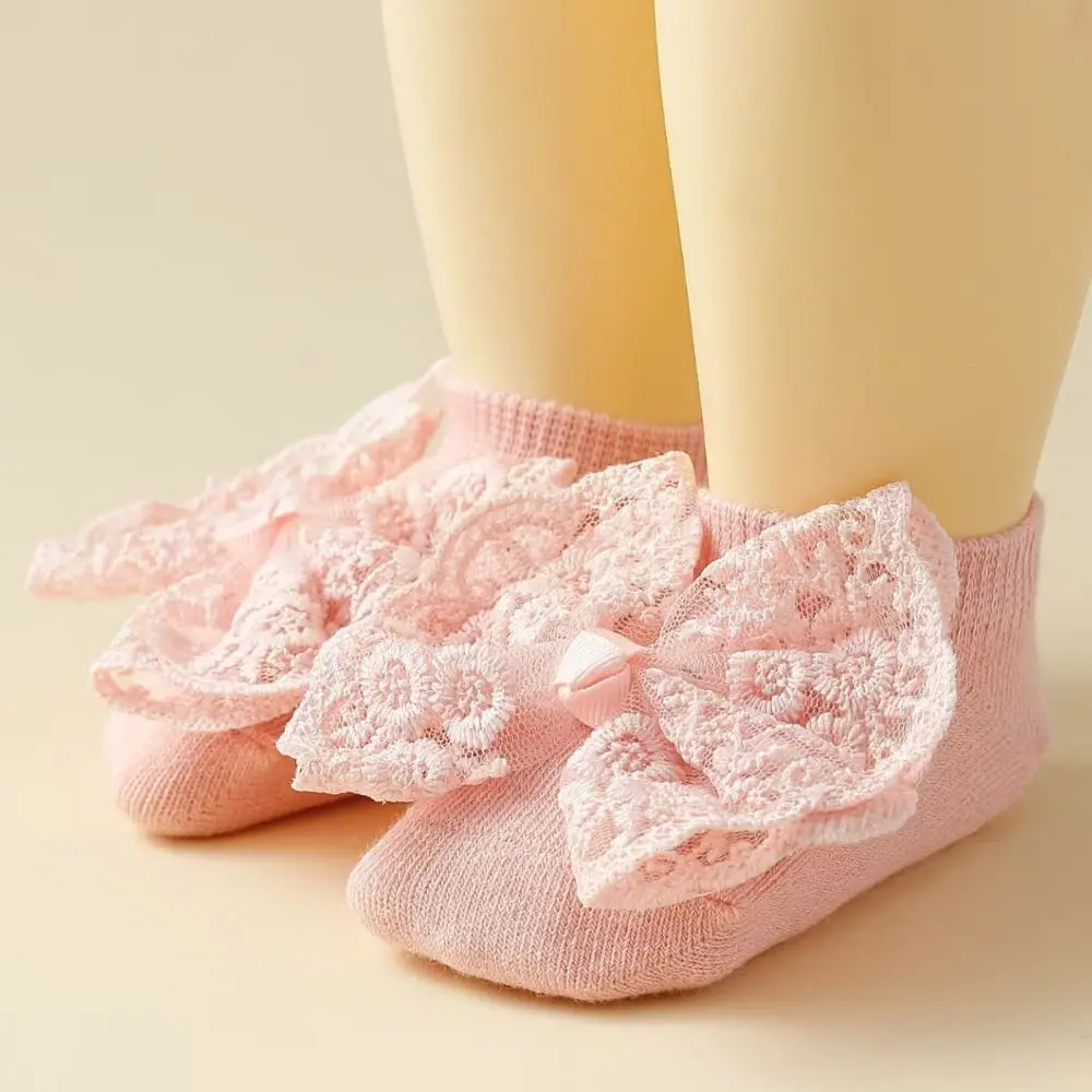 2Set Lace Bow Baby Headband Socks Set Soft Cute Princess Infant Headwear Korean Style Kawaii Elastic Hair Band 0-12 Months