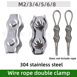 10Pcs M2-M8 Steel Wire Cable Clamp 304 Stainless Steel Double Post Bolt Clip Wire Rope Cable Clamp Caliper Rope Simple Grip