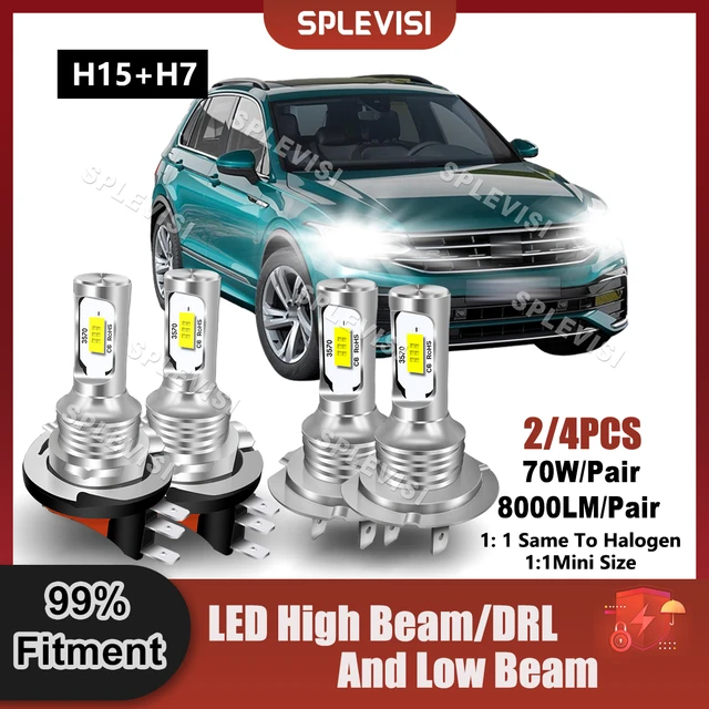 LED H15+H7 Headlight High Beam/DRL+Low Beam Bulbs For VW Tiguan 2010 2011  2012 2013 2014 2015 2016 2017 2018 2019 2020 2021 2022 - AliExpress 34