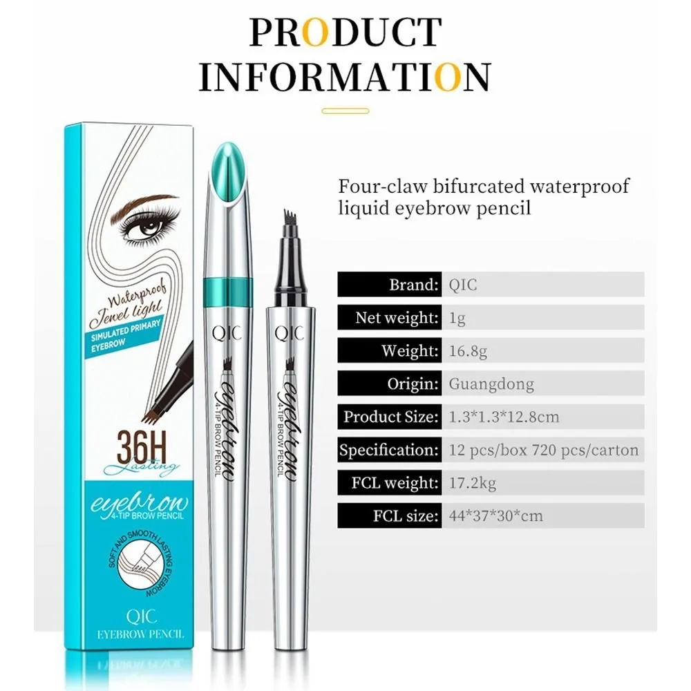 Natural Effect Four-headed Eyebrow Pencil Waterproof 3D Front Fork Eyebrow Pen Long-Lasting Tattoo Pencil Eyebrow