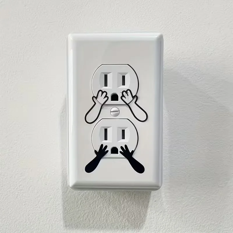 6 pairs, fun vinyl stickers with cute wall art, hand socket stickers, humorous and interesting stickers, home decoration