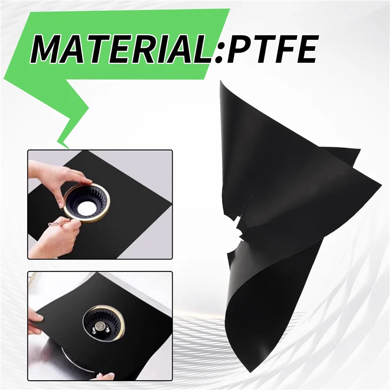 PZHI-6X Reusable Non-Stick Black Gas Range Stove Top Burner Covers Protector Liner
