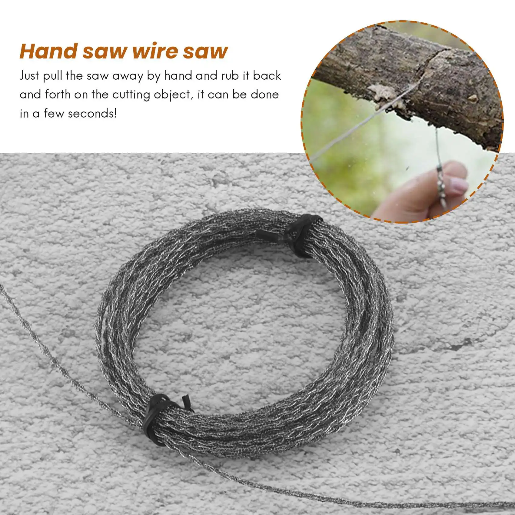 Outdoor Hand-Drawn Rope Saw 304 Stainless Steel Wire Saw Camping Life-Saving Woodworking Super Fine Hand Saw Wire 5M HOT