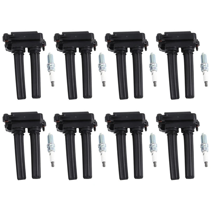 Set Of 8 UF504 Ignition Coil&Spark Plug Parts For Dodge Ram 1500 2500 Durango 5.7L V8 Charger Durango Chrysler 300 LFR5AIX-11