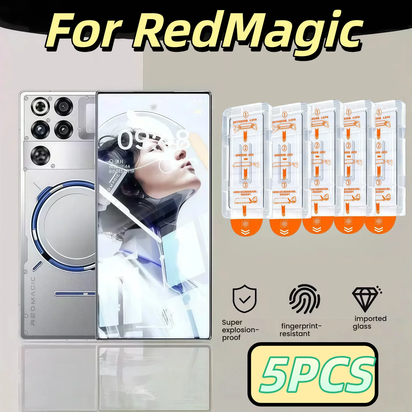 

5Pcs Screen Protector for ZTE Nubia Redmagic Red Magic 8/8S/9/9S/10/10S/11 9H Tempered Glass Full Coverage Edge to Edge pro Film