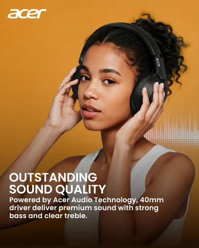 Imagen 2 del producto Auriculares Inalámbricos Acer OHR205 con Bluetooth 6.0, Plegables, con Almohadillas de Espuma Viscoelástica, Multipunto, para Viajes, Hogar y Oficina